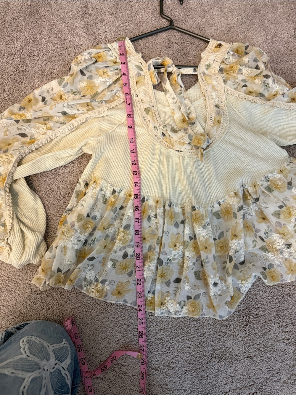 POL Floral Peasant Blouse in Cream and Yellow - Picture 16 of 16